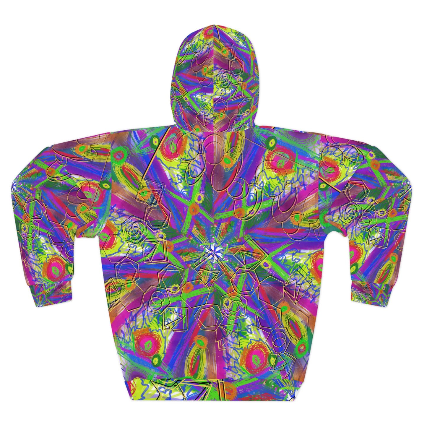 Vibrant Kaleidoscope Unisex Pullover Hoodie - Colorful Abstract Design