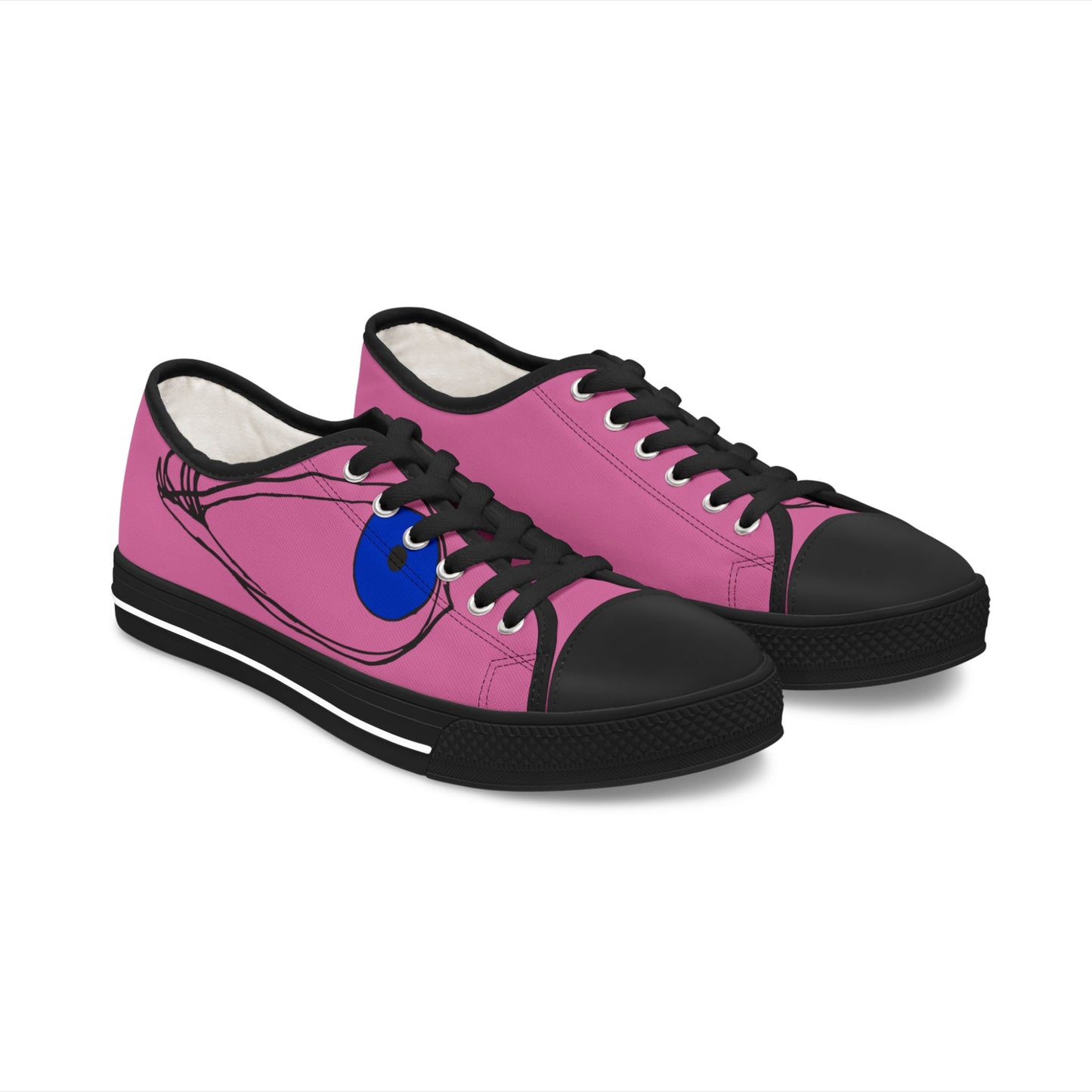 Cute Pink Eye Graphic Women's Low Top Sneakers - Fun Casual Footwear