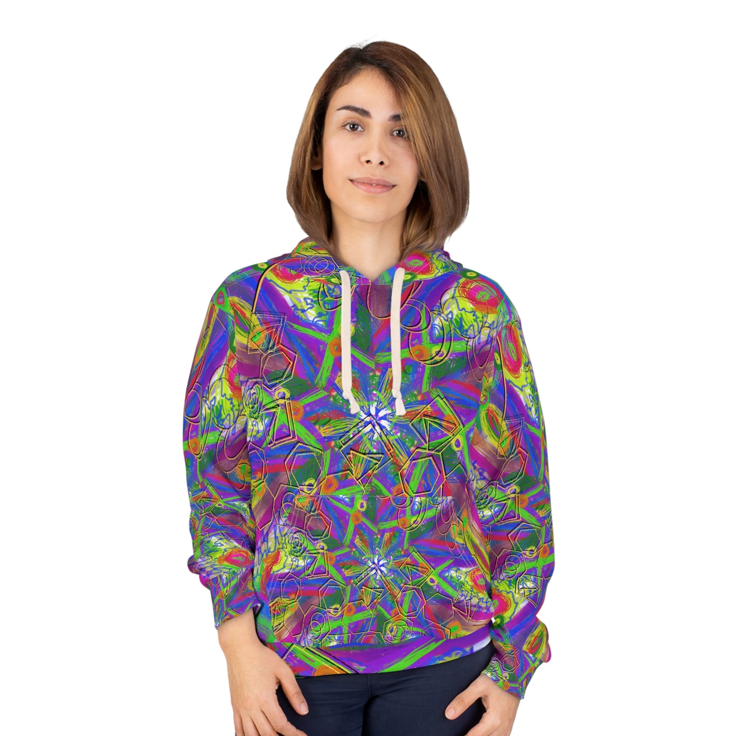 Vibrant Kaleidoscope Unisex Pullover Hoodie - Colorful Abstract Design